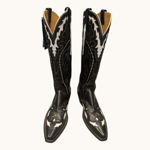 🔥Rare NWT 1883 Lucchese classic black / white cowboy boots women's 6.5 B